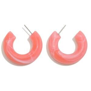 Marbled Acetate Hoop Earrings Pink